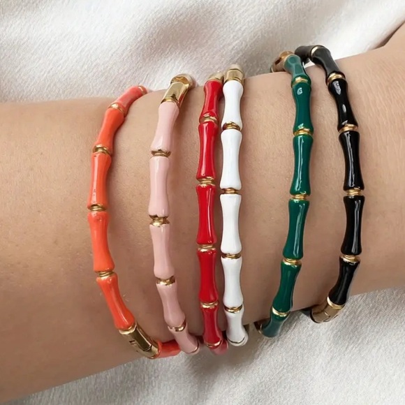 Jewelry - 18k gold stainless steel bamboo bracelet